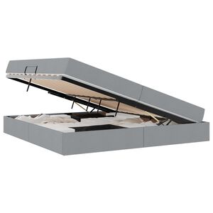 vidaXL Lit avec rangement et matelas Gris clair 200 x 200 cm Polyester