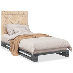 vidaXL Cadre de lit sans matelas gris 90x200 cm bois de pin massif