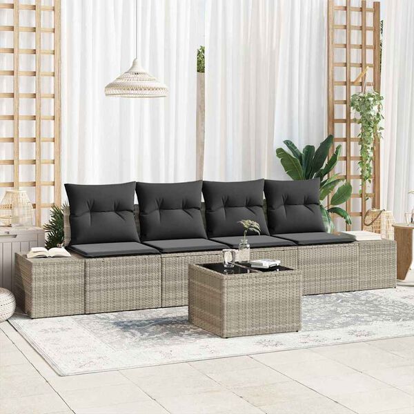 vidaXL Ensemble de canap&eacute; de jardin 5 pcs Gris clair et gris fonc&eacute;