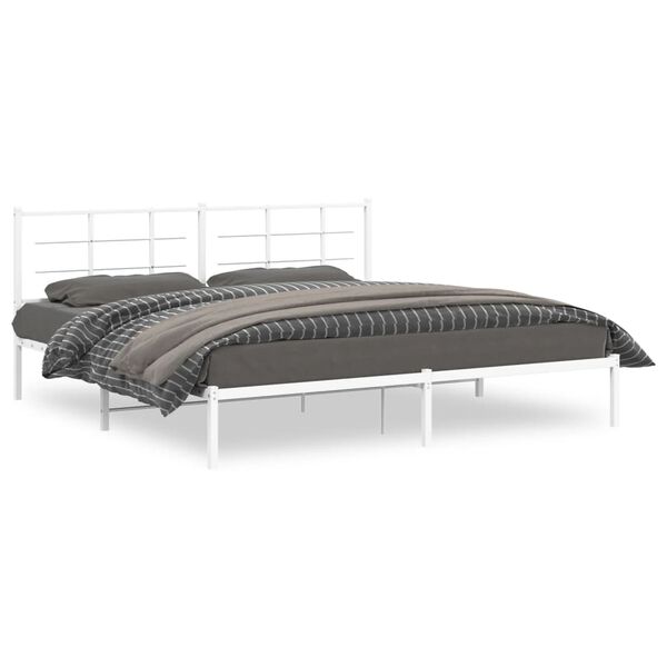 vidaXL Cadre de lit m&eacute;tal sans matelas et t&ecirc;te de lit blanc 193x203 cm