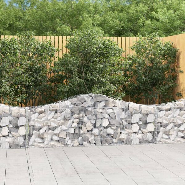vidaXL Paniers &agrave; gabions arqu&eacute;s 5 pcs 200x30x60/80 cm Fer galvanis&eacute;