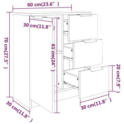 vidaXL Buffet chêne marron 60x30x70 cm Bois d'ingénierie