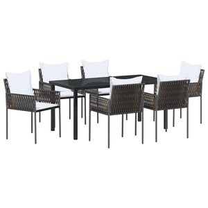 vidaXL Ensemble de salle &agrave; manger pour jardin 7 pcs Marron et Noir
