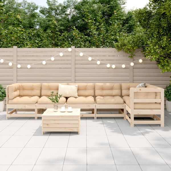 vidaXL Salon de jardin 7 pcs bois de pin massif
