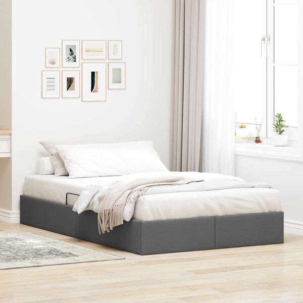 vidaXL Lit de Rangement avec matelas Gris fonc&eacute; 120 x 200 cm tissu