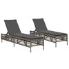 vidaXL Chaises longues avec coussins lot de 2 gris r&eacute;sine tress&eacute;e