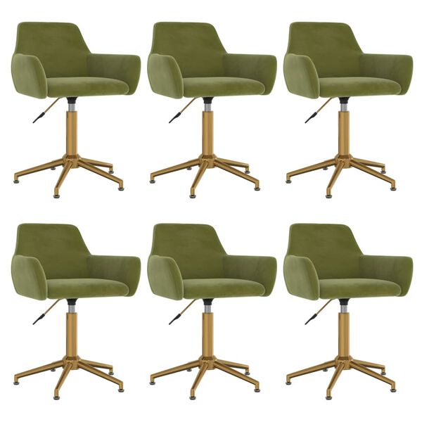 vidaXL Chaises pivotantes &agrave; manger lot de 6 Vert clair Velours