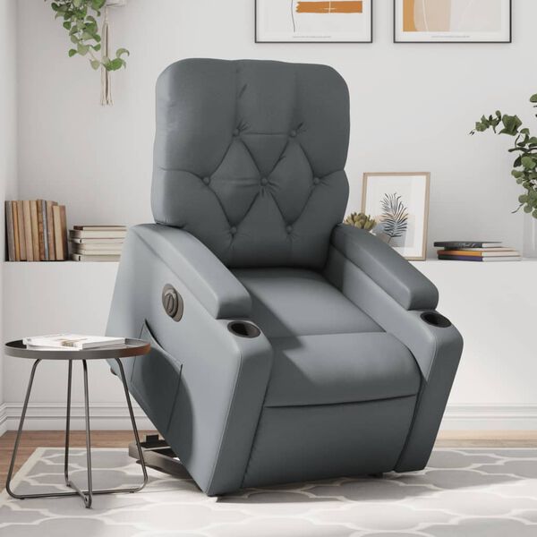 vidaXL Fauteuil inclinable &eacute;lectrique gris similicuir