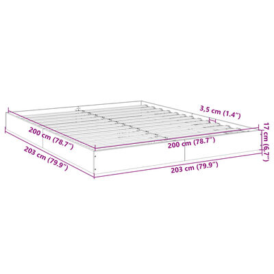 vidaXL Cadre de lit sans matelas chêne fumé 200x200 cm bois ingénierie