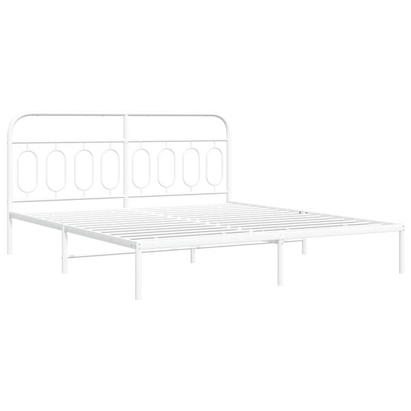 vidaXL Cadre de lit m&eacute;tal sans matelas et t&ecirc;te de lit blanc 160x200 cm