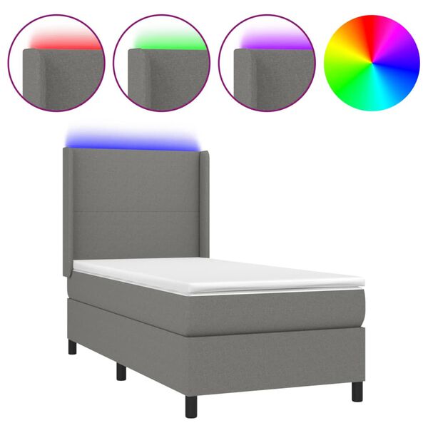 vidaXL Sommier &agrave; lattes de lit matelas LED Gris fonc&eacute; 100x200 cm Tissu
