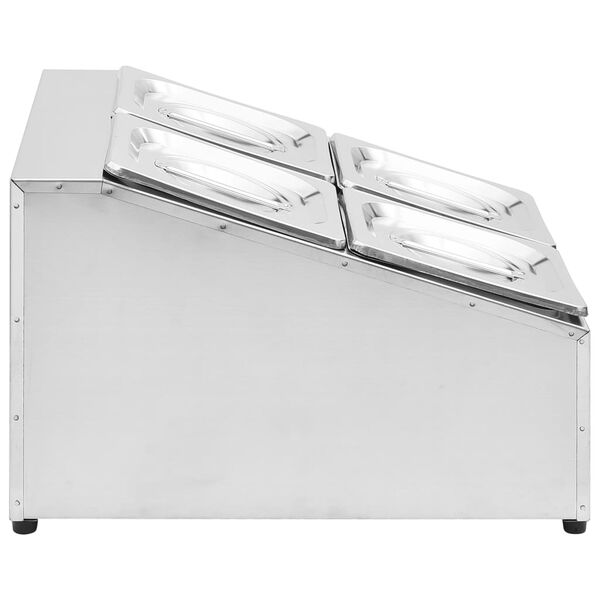 vidaXL Récipient Gastronorm avec 4 bacs GN 1/6 Acier inoxydable