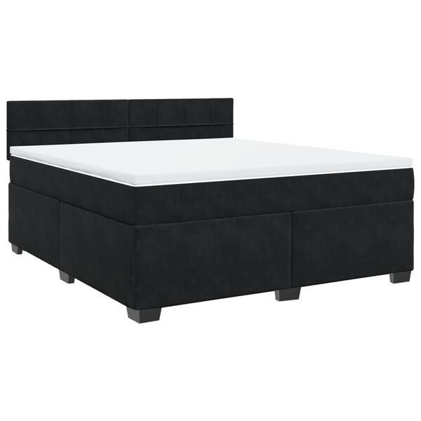 vidaXL Sommier &agrave; lattes de lit avec matelas Noir 180x200 cm Velours