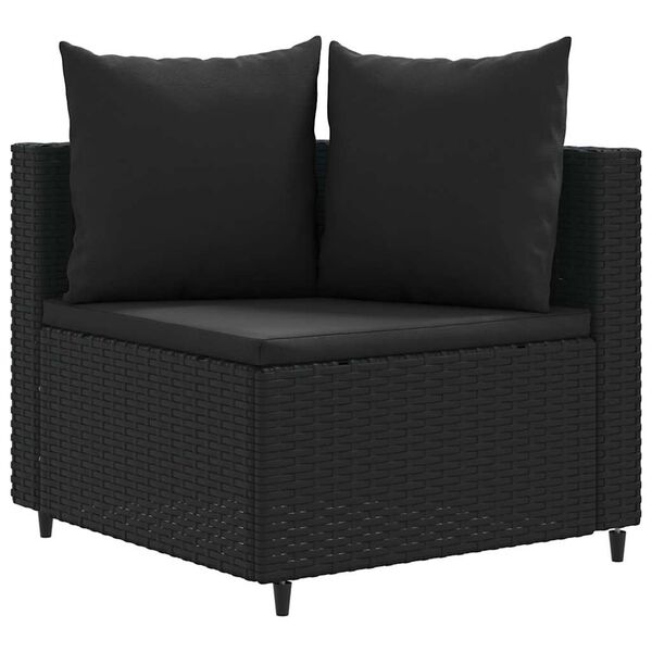 vidaXL Salon de jardin 10 pcs avec coussins noir r&eacute;sine tress&eacute;e