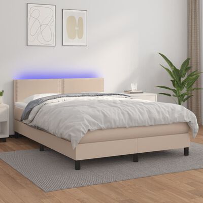 vidaXL Sommier à lattes de lit avec matelas LED Cappuccino 140x200 cm