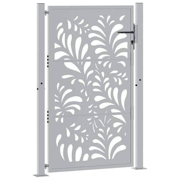 vidaXL Portail de jardin 100x150 cm en acier patin&eacute; motif vagues