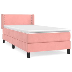 vidaXL Sommier &agrave; lattes de lit avec matelas Rose 100x200 cm Velours