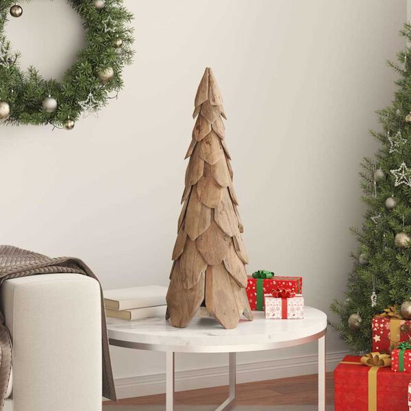 vidaXL Sapin de No&euml;l avec support Marron 80 cm Bois de teck solide