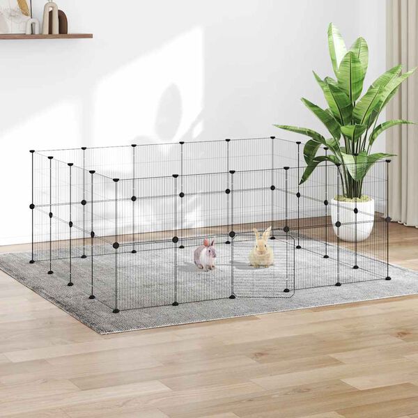 vidaXL Cage animaux de compagnie &agrave; 36 panneaux et porte Noir 35x35 cm
