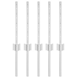 vidaXL Poteau de cl&ocirc;ture. 5 pcs Argent&eacute; 40 cm Acier