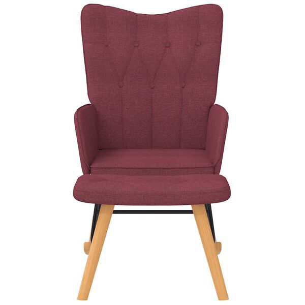 vidaXL Chaise à bascule avec tabouret Rouge bordeaux Tissu