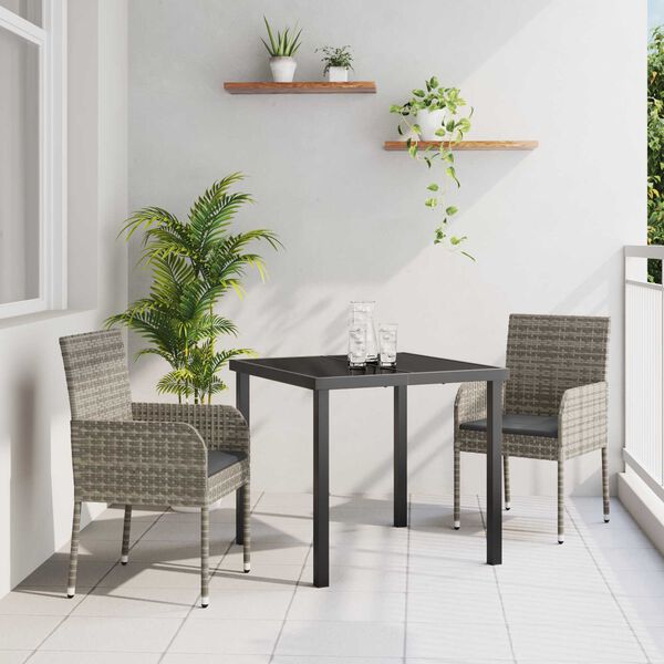 vidaXL Ensemble de salle &agrave; manger pour jardin 3 pcs Gris polyrotin
