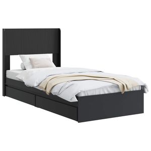 vidaXL Cadre de lit avec rangement et t&ecirc;te de lit Noir 75 x 190 cm