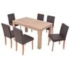 vidaXL Table et chaises 7 pcs Cuir synth&eacute;tique Ch&ecirc;ne Marron