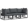 vidaXL Mobilier de jardin 3 Pi&egrave;ce Noir et anthracite M&eacute;tal