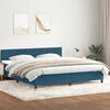 vidaXL Sommier &agrave; lattes de lit et matelas bleu fonc&eacute; 180x210cm velours
