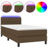 vidaXL Sommier &agrave; lattes de lit et matelas et LED Marron fonc&eacute; 90x200cm
