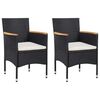 vidaXL Chaises &agrave; manger de jardin lot de 2 R&eacute;sine tress&eacute;e Noir