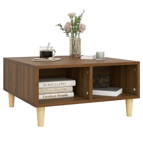 vidaXL Table basse ch&ecirc;ne marron 60x60x30 cm bois d'ing&eacute;nierie