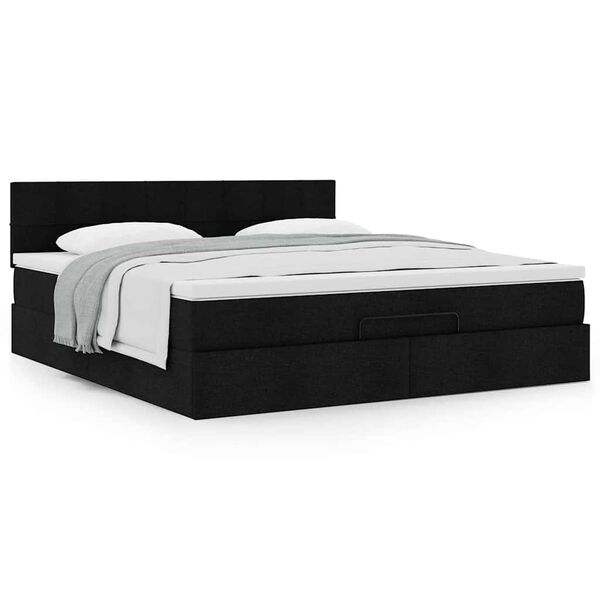VidaXL Cadre de lit ottoman avec matelas noir 160x200 cm tissu