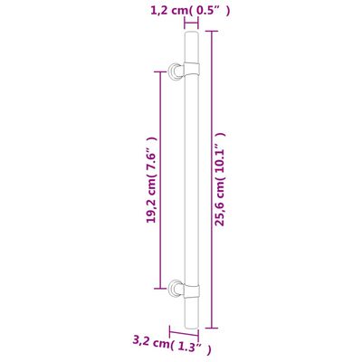 vidaXL Poignées d'armoire 10 pcs noir 192 mm acier inoxydable