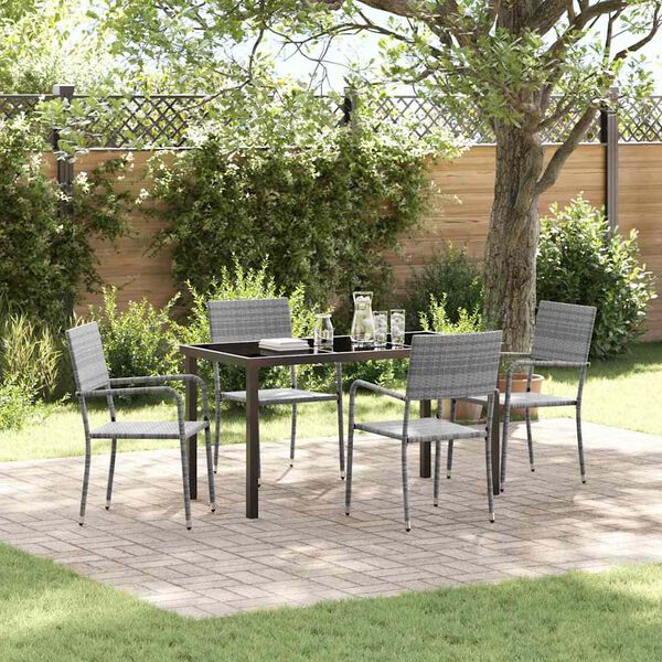 vidaXL Ensemble de salle &agrave; manger pour jardin 5 pcs Gris polyrotin