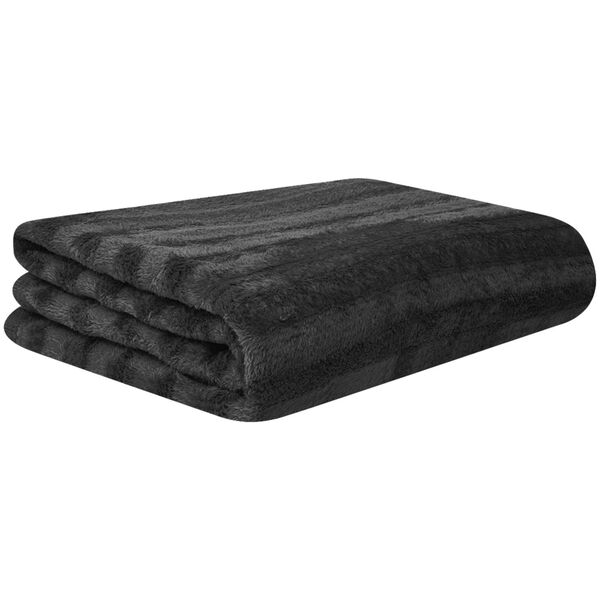 vidaXL Couverture et Coussin Plaid Ray&eacute; Noir 200 x 150 cm Polyester