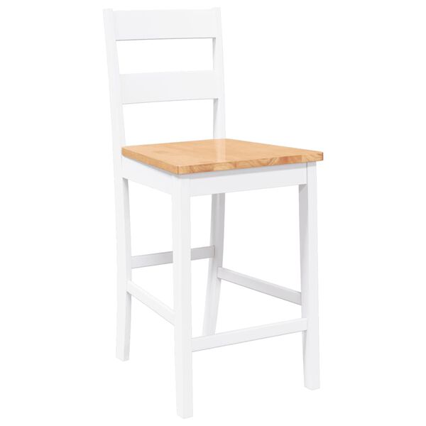 VidaXL Tabourets de bar 2 pcs blanc bois massif d'h&eacute;v&eacute;a