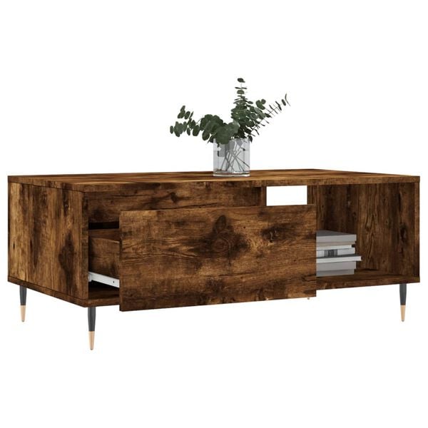 vidaXL Table basse Ch&ecirc;ne fum&eacute; 90x50x36,5 cm Bois d'ing&eacute;nierie