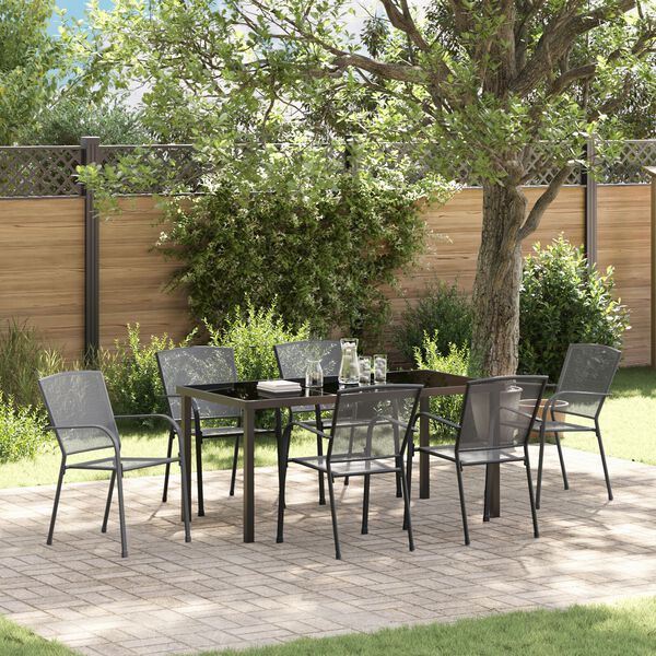 vidaXL Ensemble de salle &agrave; manger pour jardin 7 pcs Anthracite