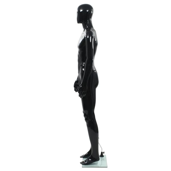 vidaXL Mannequin homme corps complet base verre Noir brillant 185 cm