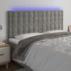vidaXL T&ecirc;te de lit &agrave; LED Gris clair 160x5x118/128 cm Velours