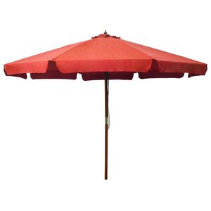vidaXL Parasol d'ext&eacute;rieur avec m&acirc;t en bois 330 cm Terre cuite