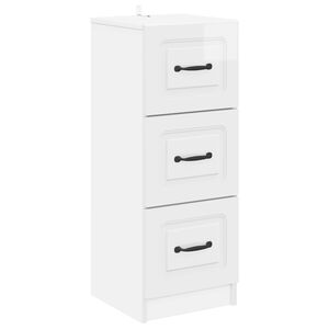 vidaXL Armoire &agrave; tiroirs Blanc brillant 33 x 34,5 x 87 cm