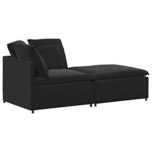 vidaXL Canap&eacute; modulaire et repose-pieds et coussins velours gris fonc&eacute;
