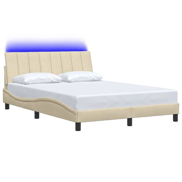 vidaXL Cadre de lit sans matelas Hanko cr&egrave;me 140x190 cm tissu