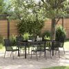 vidaXL Ensemble de salle &agrave; manger pour jardin 7 pcs Noir