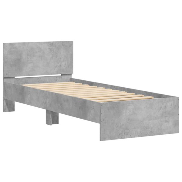 vidaXL Cadre de lit sans matelas avec t&ecirc;te de lit gris b&eacute;ton 75x190 cm