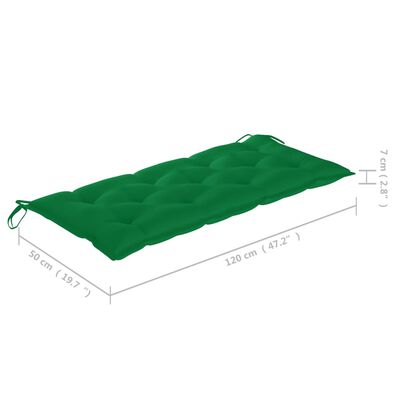 vidaXL Banc Batavia avec coussin vert 120 cm Bois de teck massif