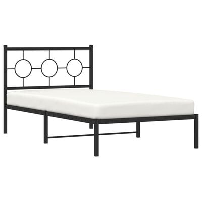 vidaXL Cadre de lit métal sans matelas avec tête de lit noir 100x190cm